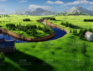 雪山草原场景Blend项目源文件