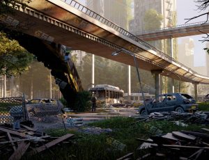 未来科幻战争破损大桥场景Blend项目源文件