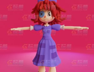 蝴蝶结卡通小女孩Blend模型