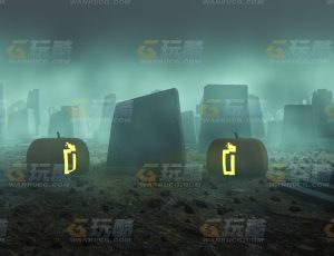 万圣节绿光坟墓Blend项目源文件