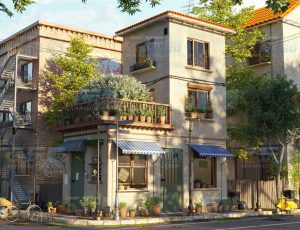 高精度清新小镇街道Blend项目源文件