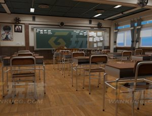 日本动漫风格校园教室Blend项目源文件