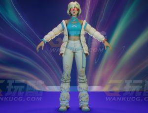 赛博朋克时尚女角色Blend模型