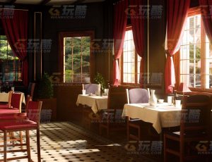 玩酷CG网—奢华餐厅道具建筑模型