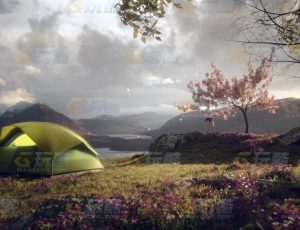 唯美清晨户外风吹落叶动画场景Blend项目源文件