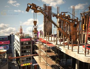 酷炫时髦赛博朋克楼房场景Blend项目源文件