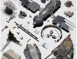 火箭破碎残骸机块Blend模型