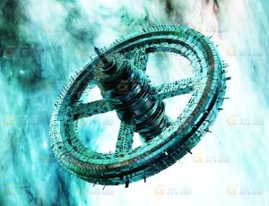 科幻绿色空间站Blend模型