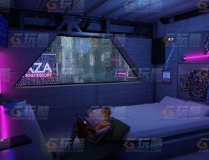 下雨天夜晚的赛博朋克卧室Blend项目源文件