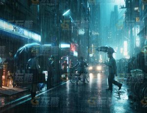 BMS东京雨天赛博朋克建筑套装