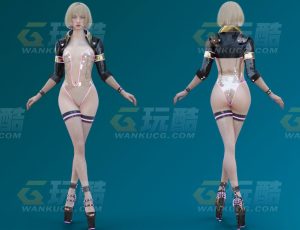 科幻赛博朋短发美女特工Blend模型