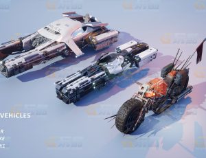 3辆高端赛博朋克车辆驾驶载具Blend模型