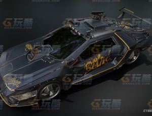 带内饰的高级赛博朋克黑客汽车Blend模型