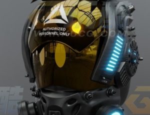 科幻机器头盔Blend模型