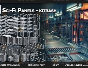 110+个科幻面板Blend资产库