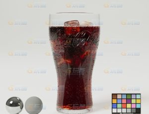 带水滴的可口可乐玻璃杯（高精度）CG模型