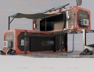 科技铁棚建筑Blend模型