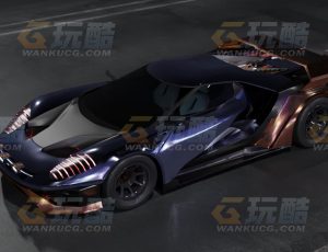 酷炫科幻超级赛博朋克暗色系跑车Blend模型