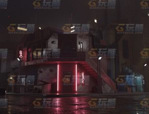 赛博朋克科幻夜晚工业街Blend项目源文件