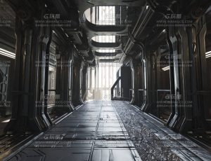 酷炫氛围的赛博朋克走廊通道Blend项目源文件
