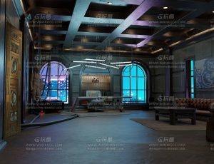 复古赛博朋克老板办公室Blend项目源文件