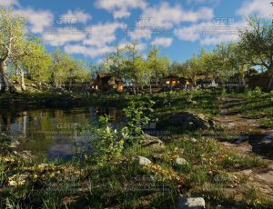 森林草地小村落Blend项目源文件