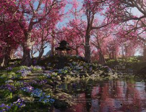 唯美樱花亭自然场景Blend项目源文件