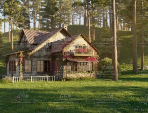 唯美清新林中小木屋房子场景Blend项目源文件