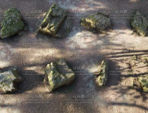 苔藓树林岩石模型包Blend资产库