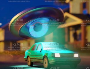 无限引擎挑战赛UFO追逐汽车动画镜头Blend项目源文件