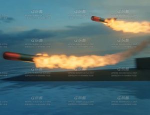 海上发射导弹特效动画镜头Blend项目源文件