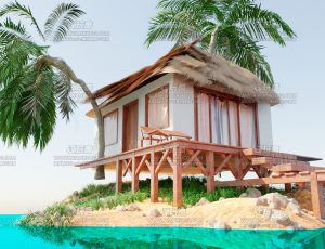 夏威夷海岛小房子Blend项目源文件