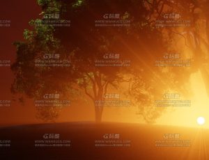 黄色氛围大树下场景Blend项目源文件