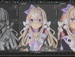 Watagashi可爱日系卡通动漫角色Blend模型