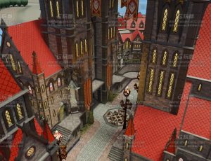 红色卡通古城堡Blend项目源文件