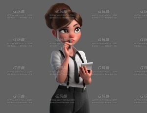 可爱卡通服务员女孩Blend模型