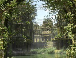 绿洲寺庙场景Blend项目源文件