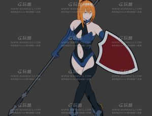 三渲二动漫女战士Blend模型