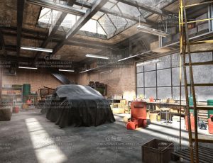 汽车维修厂房Blend项目源文件