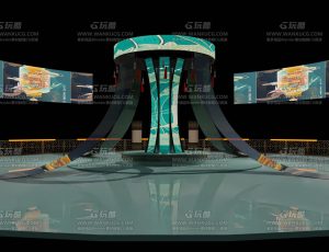 国风绿色舞台Blend项目源文件