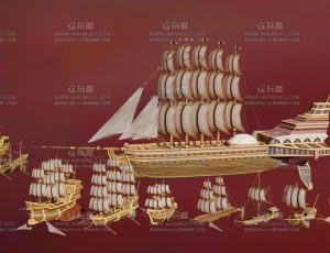 古代帆船模型包Blend资产库