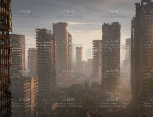被摧毁的城市大楼模型包Blend资产库