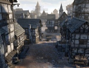 中世纪小镇模型包Blend资产库