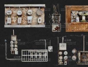 老旧扫描电箱设备模型包Blend资产库