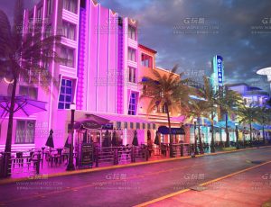 夜晚夏威夷街道Blend项目源文件