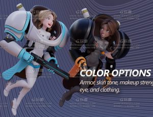 模块化风格化女机器人Blend模型