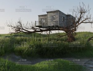 野外大树木屋Blend项目源文件模型