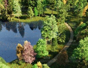 水塘树林Blend项目源文件