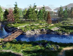 大型树林河流场景Blend项目源文件