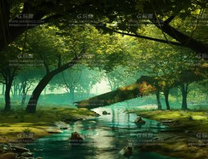 森林河流阴霾环境Blend项目源文件